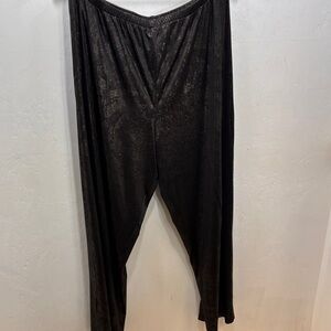 Ciental Dressy Black & Gold Shimmer Relaxed Fit Strech Straight Leg Pants Large
